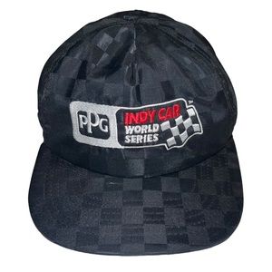 VTG 90s PPG Indy Car World Series Checkered Snapback Hat Nomad Trucker